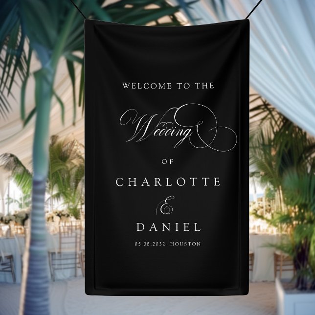 Modern, elegant, handwriting font, black wedding banner (Creator Uploaded)