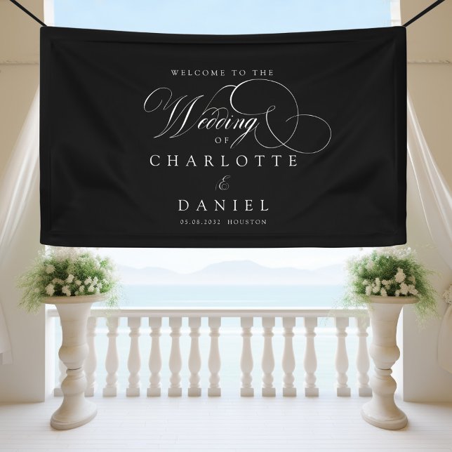 Modern, elegant, handwriting font, black wedding banner (Modern, elegant, classic, handwriting font, black, wedding banner.)