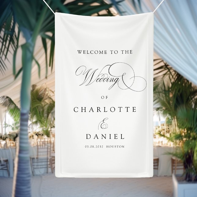 Modern, elegant, handwriting font, white wedding banner (Modern, elegant, handwriting font, white wedding banner.)
