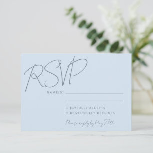 Modern Elegant Handwriting Soft Blue Wedding  RSVP Card