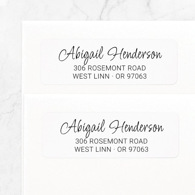 Modern Elegant Handwritten 10a | Return Address Label (Elegant calligraphy script return address label template with modern font mix in black and white.)