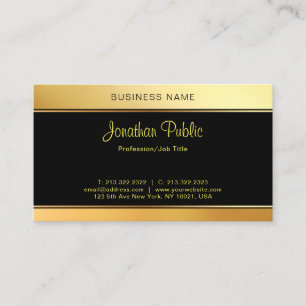 Modern Elegant Handwritten Black Gold Template Business Card