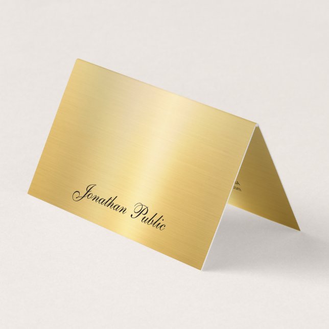 Modern Elegant Handwritten Name Gold Template Cool Business Card (Front)