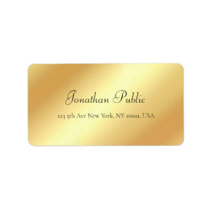 Modern Elegant Handwritten Script Name Gold Look Label