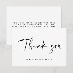 Modern Elegant Handwritten Script Wedding Thank You Card