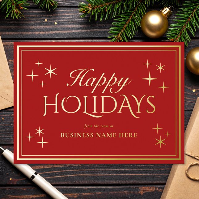 Modern Elegant Happy Holidays Business Foil Holiday Card (Creator Uploaded)
