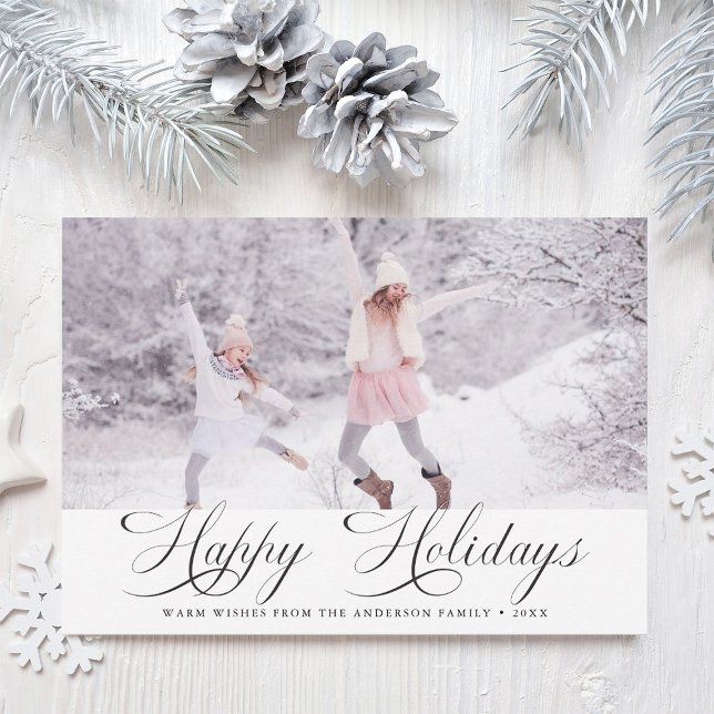Modern Elegant Happy Holidays Christmas Photo Holiday Card (Creator Uploaded)