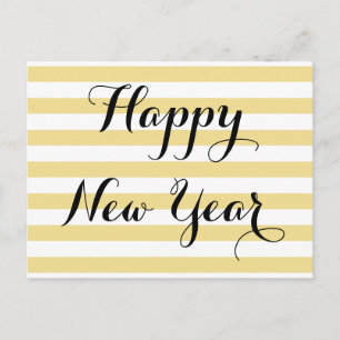 Modern Elegant Happy New Year Faux Gold Custom DIY Holiday Postcard
