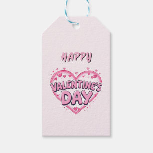 Modern Elegant Happy Valentine's Day Pink Hearts   Gift Tags