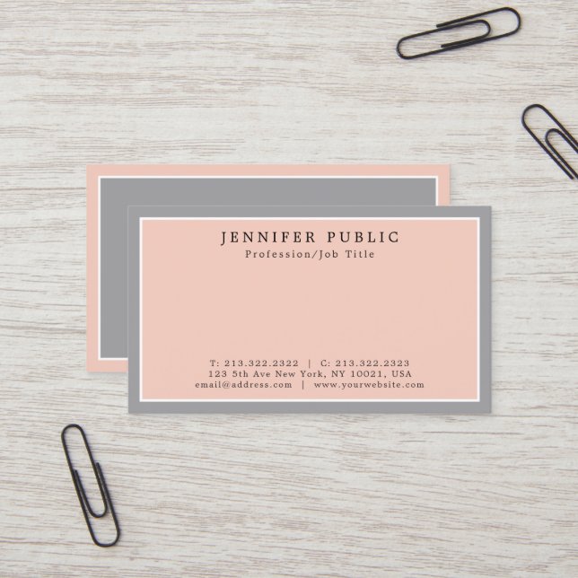 Modern Elegant Harmonic Colours Simple Plain Business Card (Front/Back In Situ)