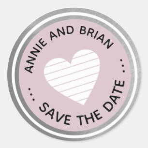 modern elegant heart of love SAVE THE DATE  Classic Round Sticker