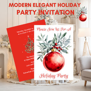 Modern Elegant Holiday Ornament Party Invitation
