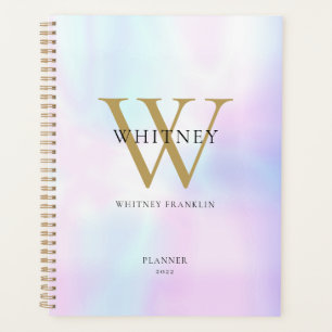 Modern Elegant Holographic Gold Monogram 2023 Planner