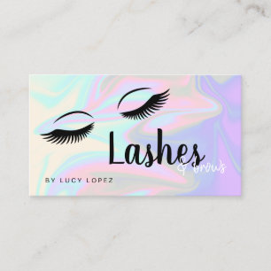 Modern elegant holographic lashes & brows business card