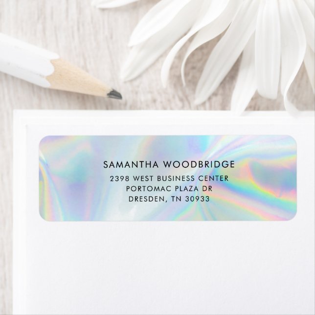 Modern Elegant Holographic Return Address Label (Insitu)