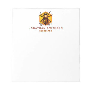 Modern & Elegant Honey Bee Personalised Beekeeper Notepad