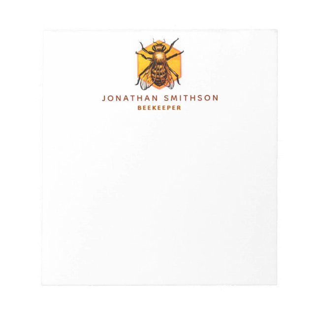  Modern & Elegant Honey Bee Personalised Beekeeper Notepad (Front)