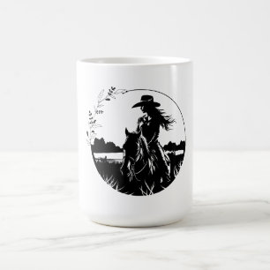 Modern Elegant Horse Cowgirl Western Equestrian Coffee Mug