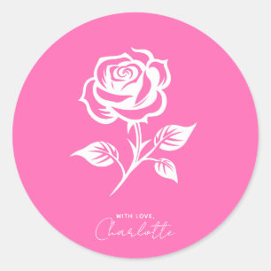 Modern Elegant Hot Pink And Rose Classic Round Sticker