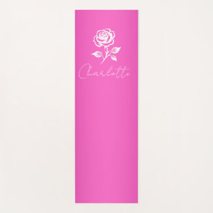 Modern Elegant Hot Pink And Rose Custom Name Yoga Mat