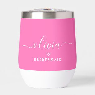 Modern Elegant Hot Pink Bridesmaid Custom Name