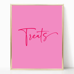Modern Elegant Hot Pink Treats Table Party Sign