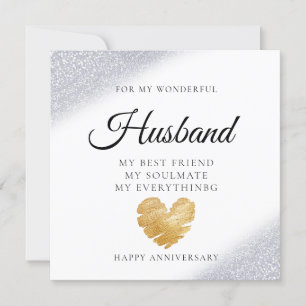 Modern Elegant Husband Wedding Anniversary Card