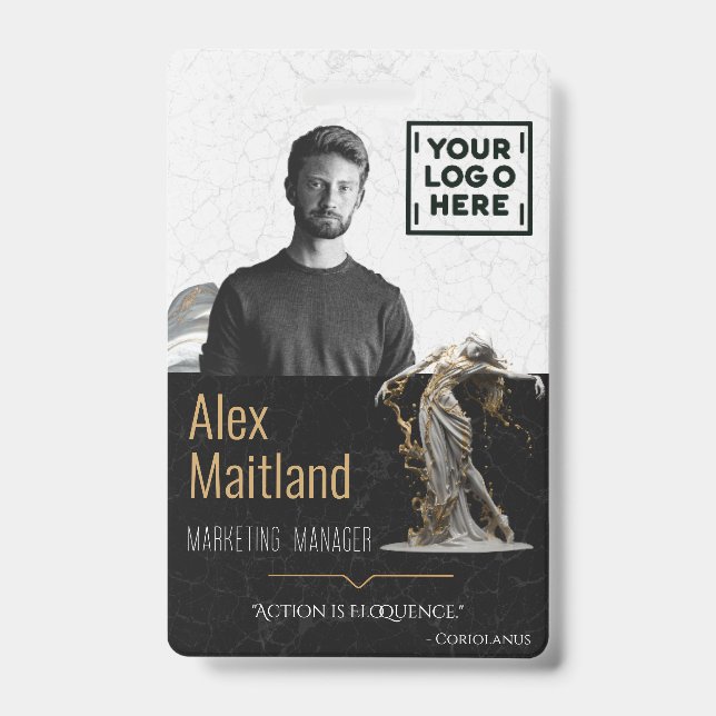 Modern Elegant ID Card Logo Quote Badge (Front)