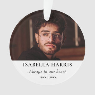 Modern Elegant “In Loving Memory” Photo Ornament