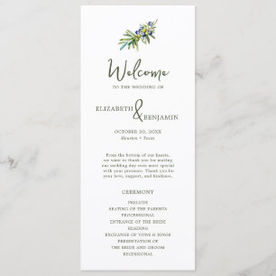 Modern Elegant Italian Olive Branch Wedding Program