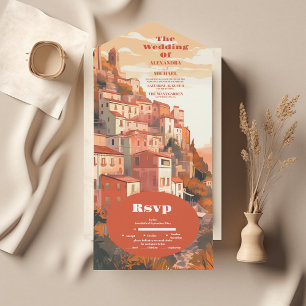 Modern Elegant Italy Destination Wedding All In One Invitation