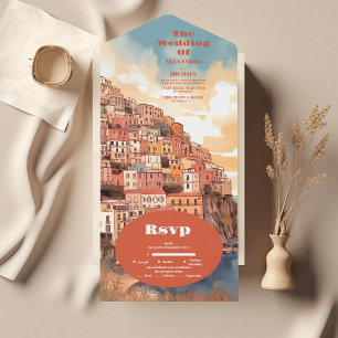 Modern Elegant Italy Destination Wedding All In One Invitation