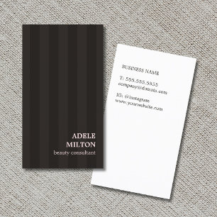 Modern Elegant Ivory Black Stripes Rose Beauty Business Card