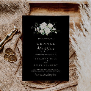 Modern Elegant Ivory Floral Wedding Reception Invitation