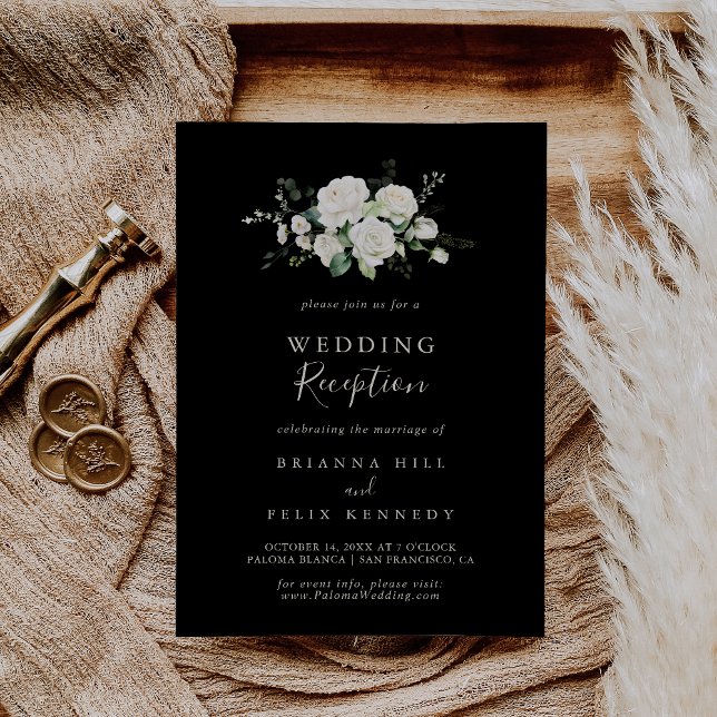 Modern Elegant Ivory Floral Wedding Reception Invitation (Creator Uploaded)