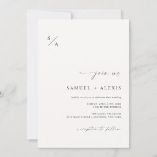 Modern Elegant Ivory Simple Minimalist Wedding Invitation