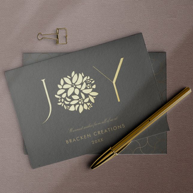 Modern Elegant JOY Corporate Christmas Foil Holiday Card (Creator Uploaded)