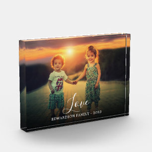 Modern elegant keepsake Love script family Photo Block