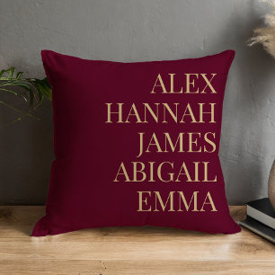 Modern Elegant Kids Names Personalised Family Cushion