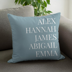 Modern Elegant Kids Names Personalised Family Cushion