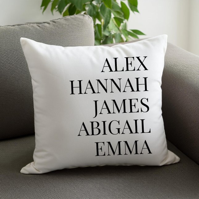 Modern Elegant Kids Names Personalised Family Cushion (Creator Uploaded)