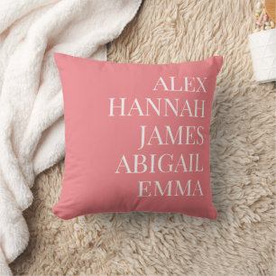 Modern Elegant Kids Names Personalized Family Cushion