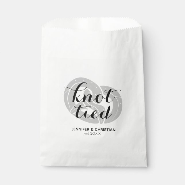 Modern Elegant Knot Tied Pretzel Wedding Treat Favour Bag (Front)
