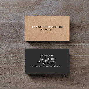 Modern Elegant Kraft Paper Black Consultant Business Card