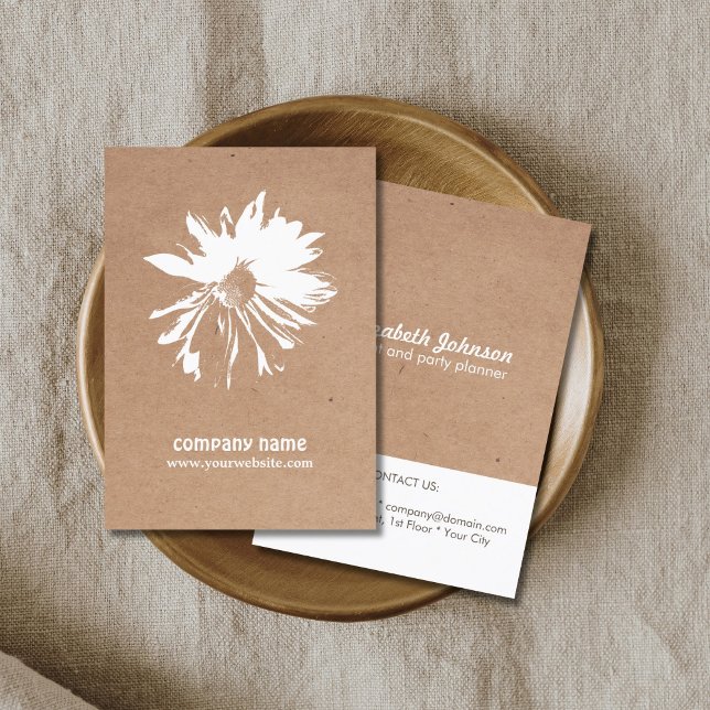 Modern Elegant Kraft Paper Floral Event Planner Business Card (Creator Uploaded)