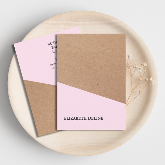 Modern Elegant Kraft Paper Rose Interior Designer Business Card (Creator Uploaded)