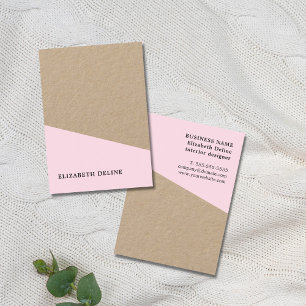 Modern Elegant Kraft Paper Rose Interior Designer Business Card