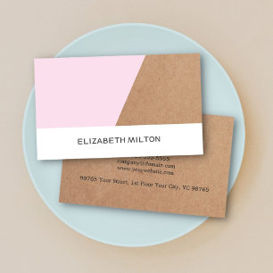 Modern Elegant Kraft Paper Rose White Geometric Business Card