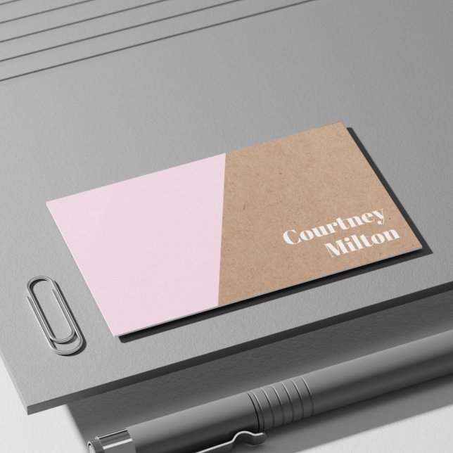 Modern Elegant Kraft Paper Rose White Geometric  Business Card (Creator Uploaded)