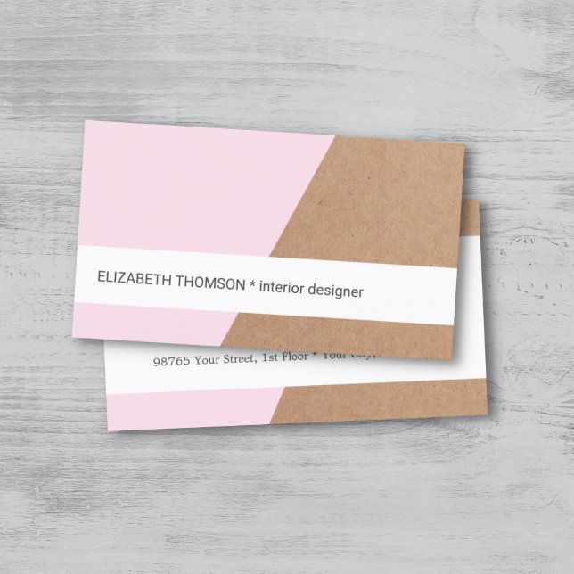 Modern Elegant Kraft Paper Rose White Geometric Business Card (Creator Uploaded)